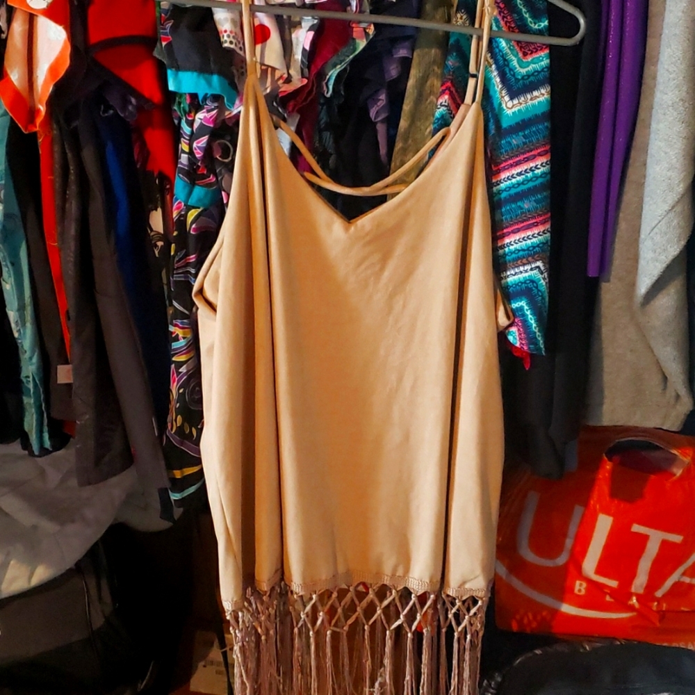 Wrangler Womens Faux Suede Strappy Tank Top XXL